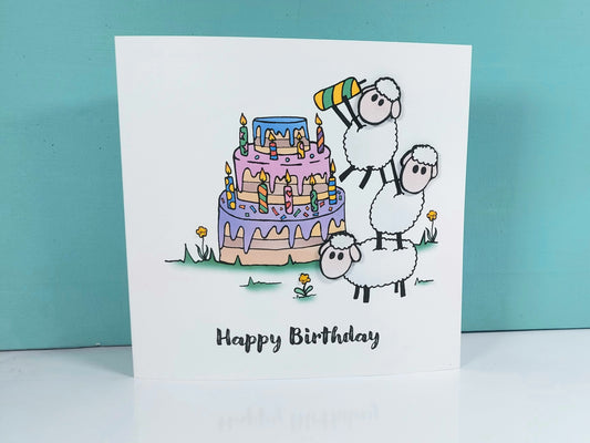 Sheep Cake Birthday Card