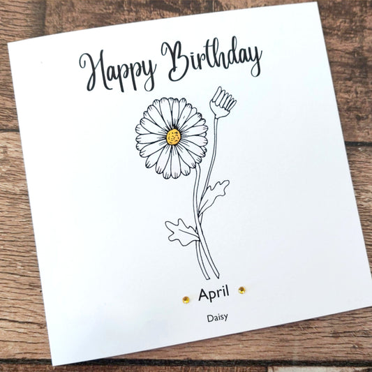 April - Daisy - Birthday Flower Card