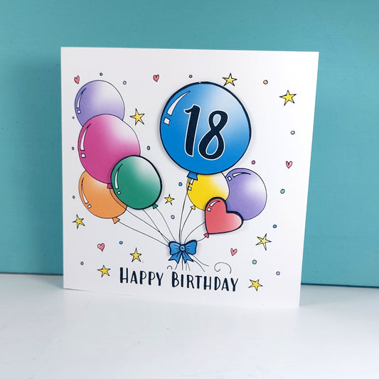 18th Balloons Birthday Card