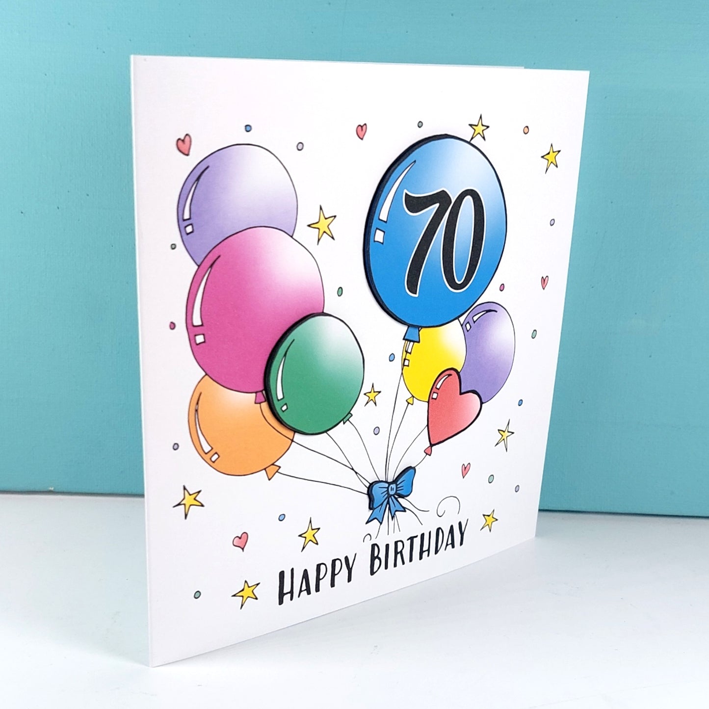70th Balloons Birthday Card