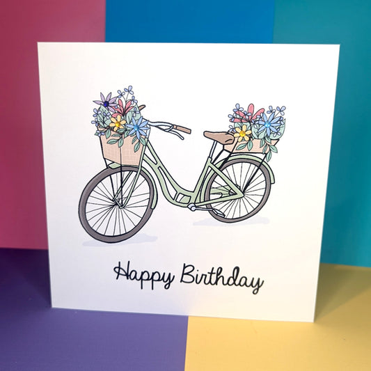 Flower Bike Birthday Card