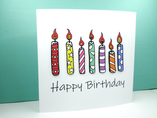 Rainbow Candles  Birthday Card