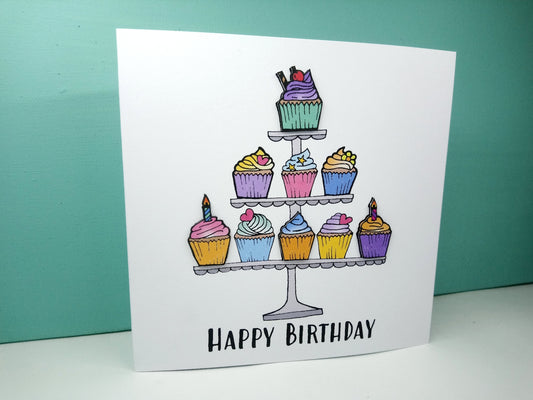 Cupcakes Stand Birthday Card