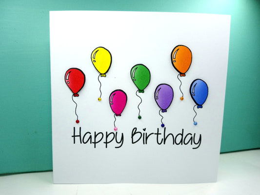 Rainbow Balloons Birthday Card