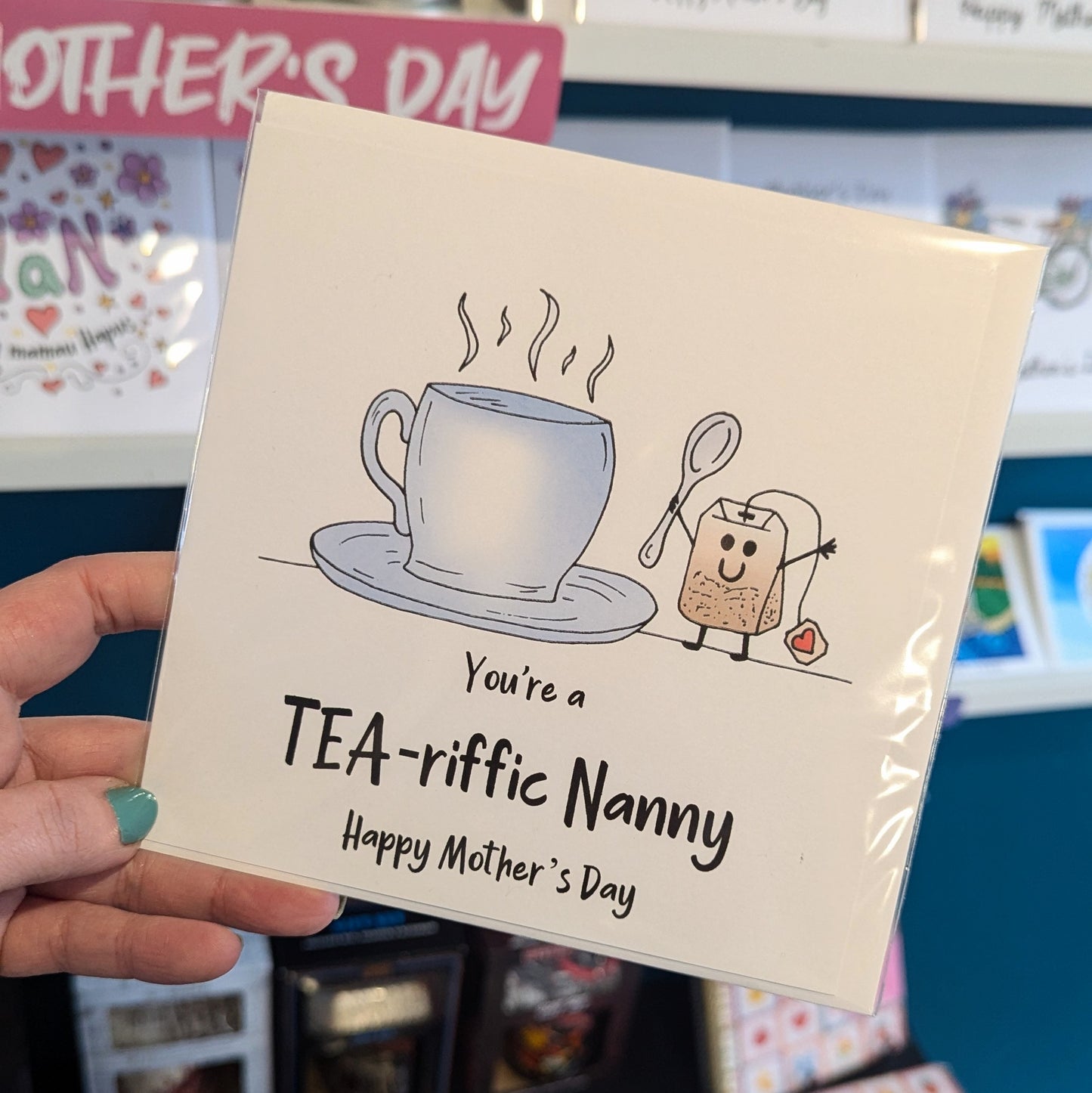 Tea-riffic Nanny Mothers day card