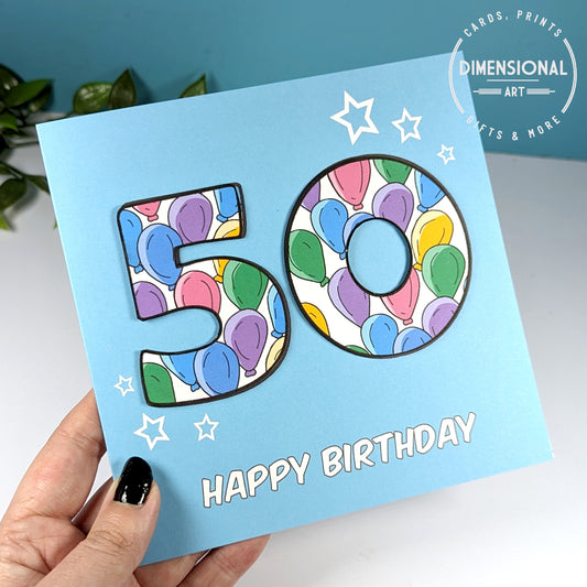 50th Birthday Card Dimensional Art