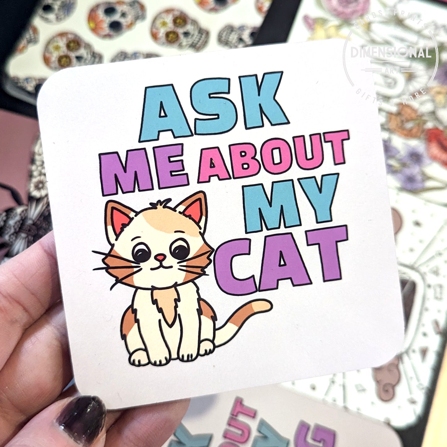 Ask me about my cat coaster (single)