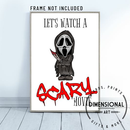 let's watch a scary Movie - Halloween - A4 Print - UNFRAMED