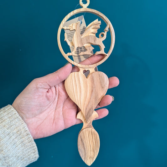 Dragon and Heart Lovespoon (Light wood)