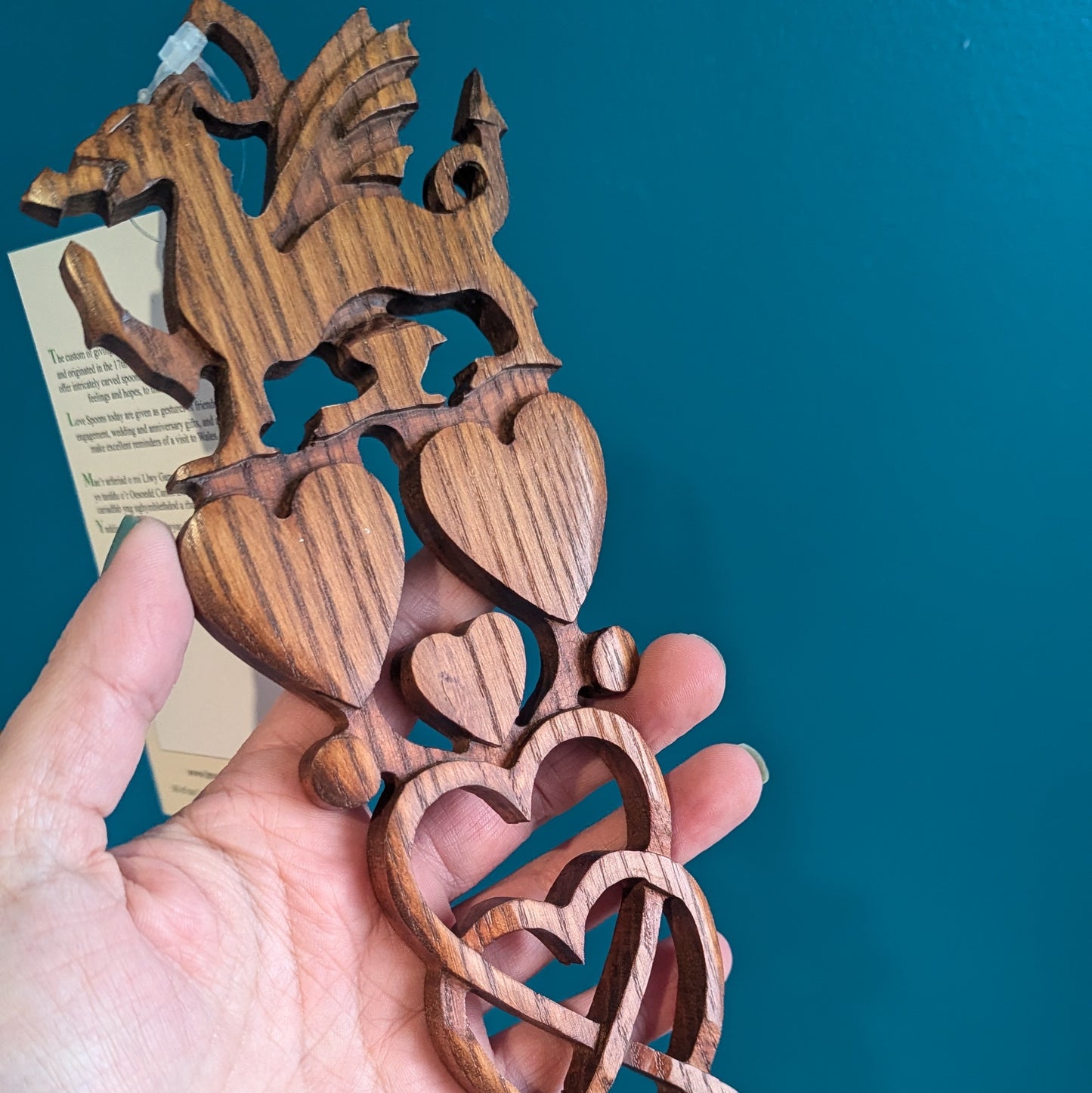 Dragon and Hearts Lovespoon (Dark wood)