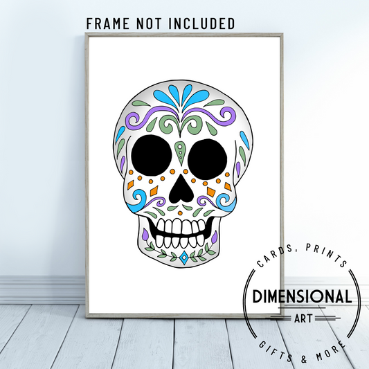 Candy Skull A4 Print - UNFRAMED - Day of the Dead - Halloween