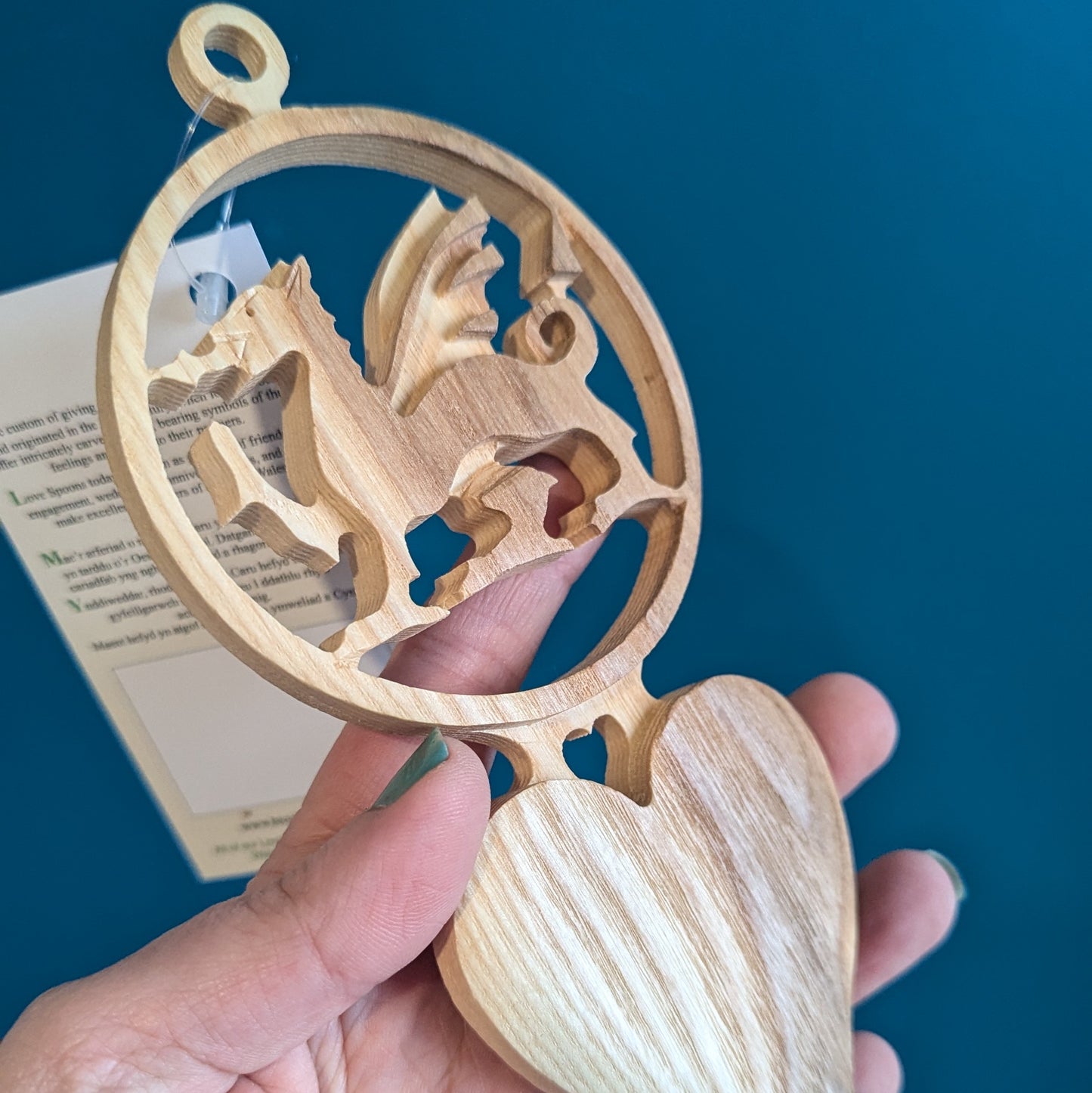 Dragon and Heart Lovespoon (Light wood)