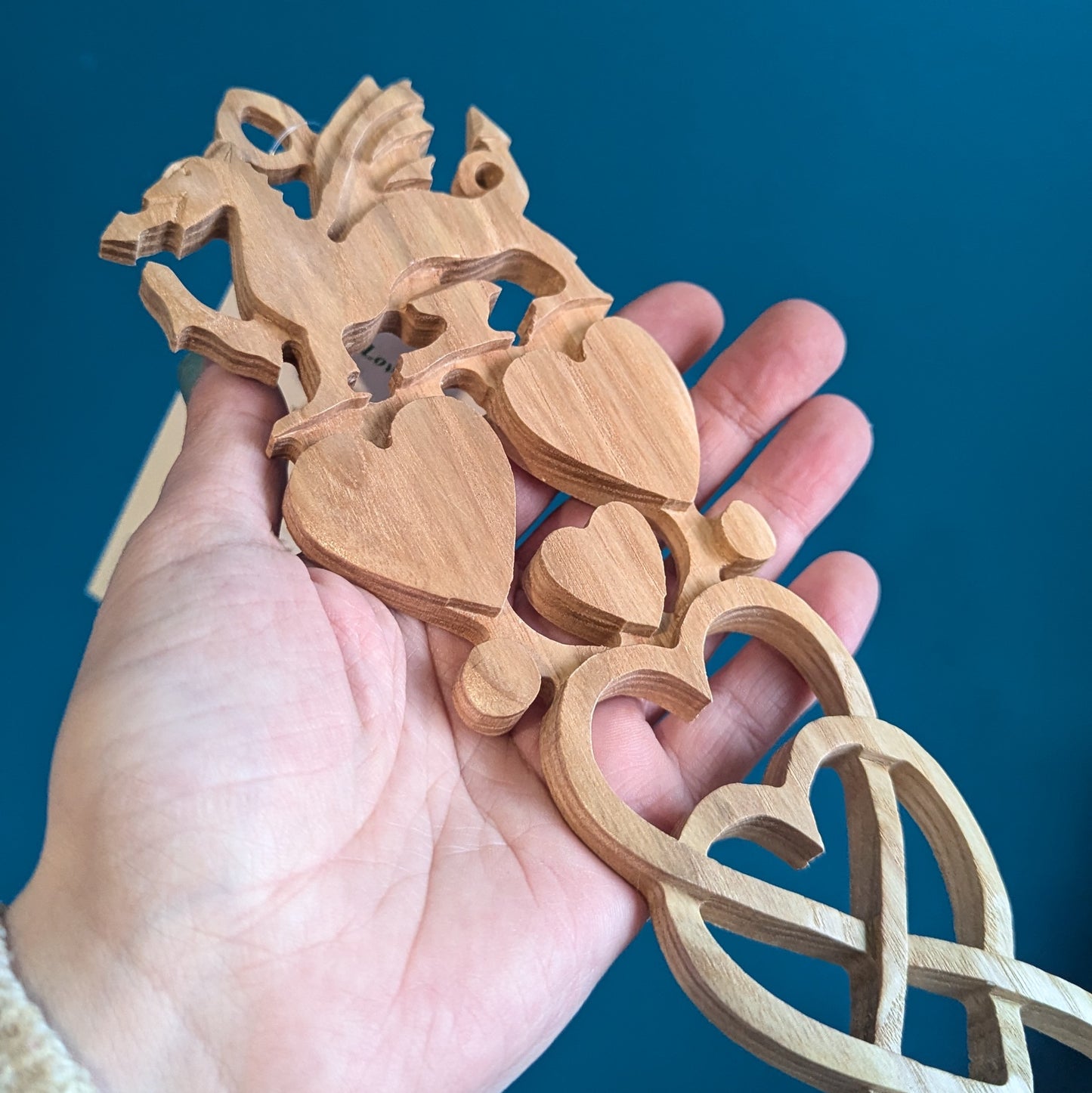 Dragon and Hearts Lovespoon (Light wood)